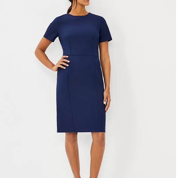 Ann Taylor Curvy Fit The Short Sleeve Sheath Dress Bi Stretch - Picture 1 of 7